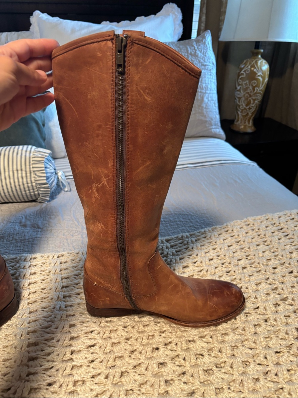 FRYE Tall Brown Leather Riding  Size 7 1/2 - Picture 4 of 14